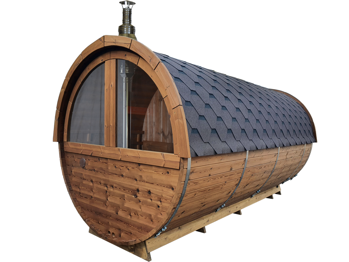 Premium Fasssauna mit Vorraum & Terrasse - TubSauna Deluxe 450