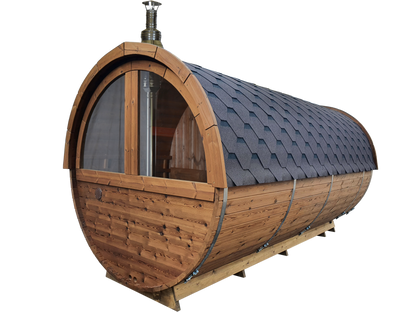 Premium Fasssauna mit Vorraum & Terrasse - TubSauna Deluxe 450