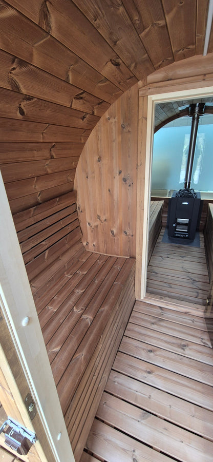 Premium Fasssauna mit Vorraum & Terrasse - TubSauna Deluxe 450