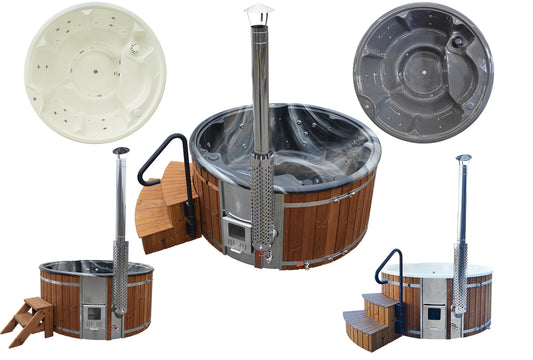 Wellness 5+2 PRIME - Premium Hot Tub Badefass XL Ø 225 mit Hybrid-Heizung & Whirlpool