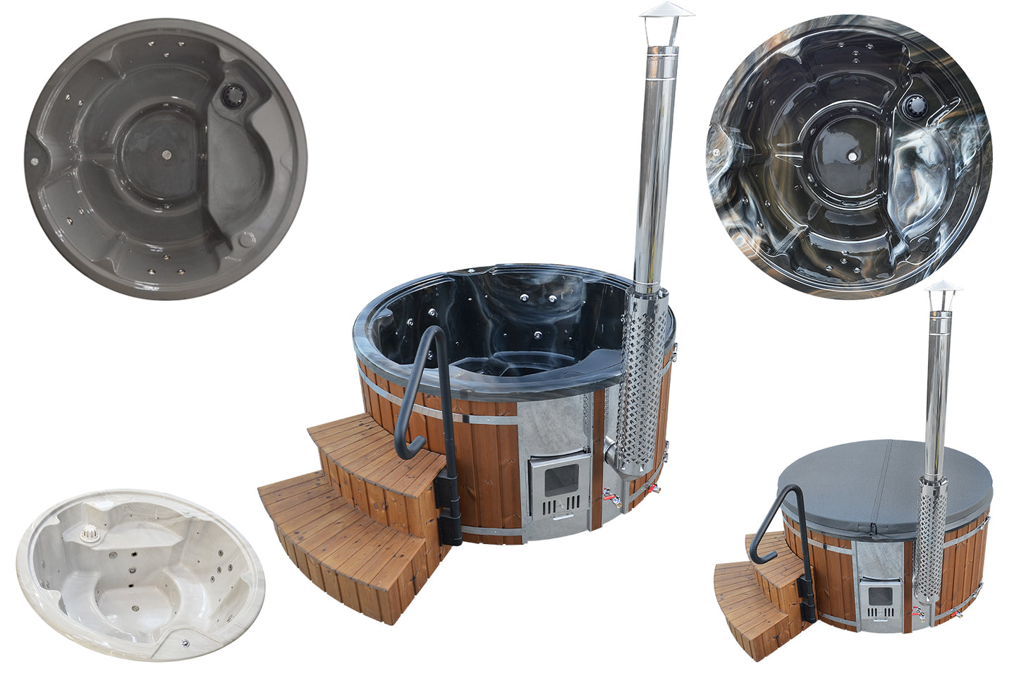 Wellness 4+2 PRIME - Premium Hot Tub Badefass  Ø 205 mit Hybrid-Heizung & Whirlpool-Funktion