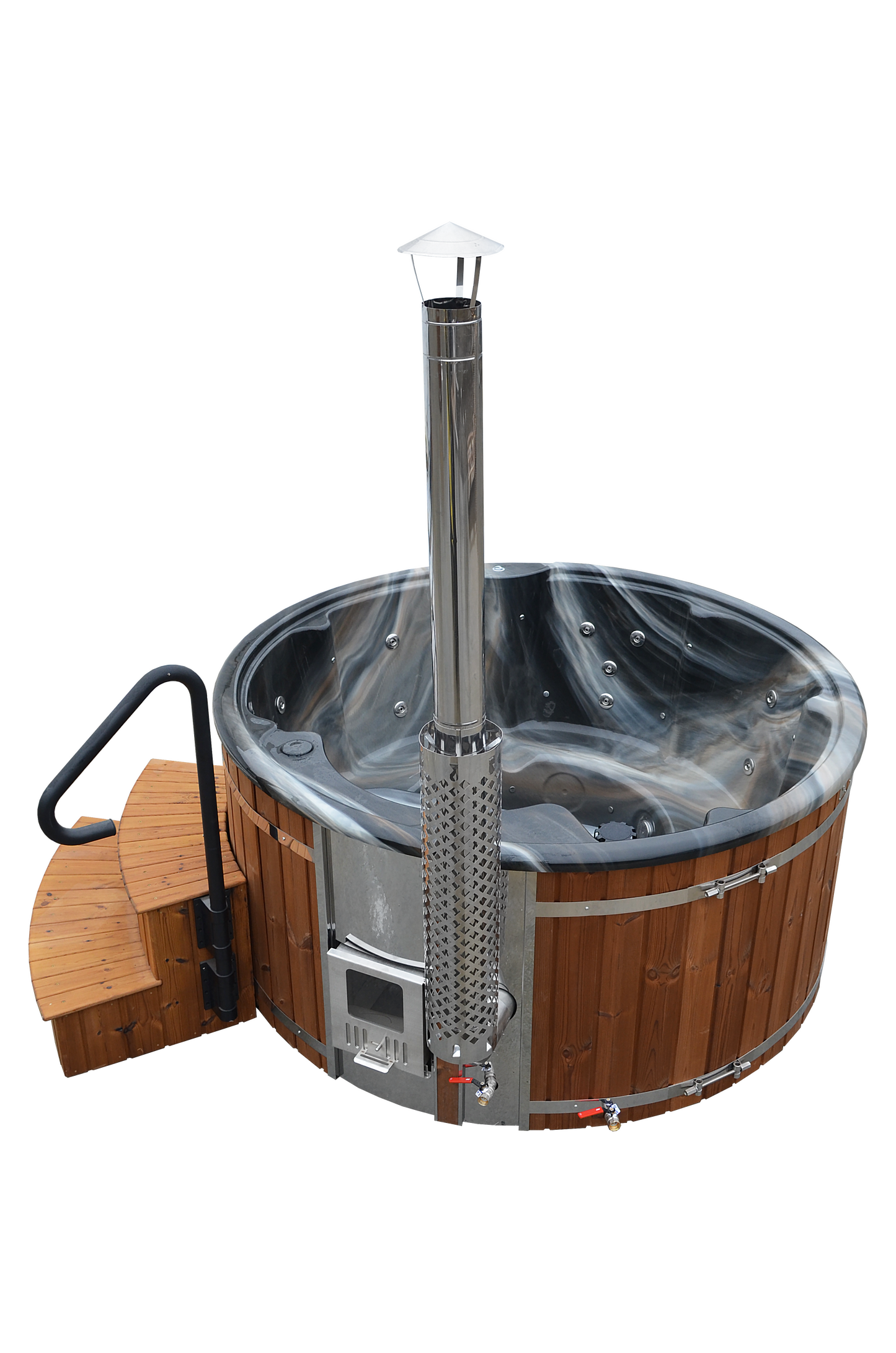 Wellness 5+2 PRIME - Premium Hot Tub Badefass XL Ø 225 mit Hybrid-Heizung & Whirlpool