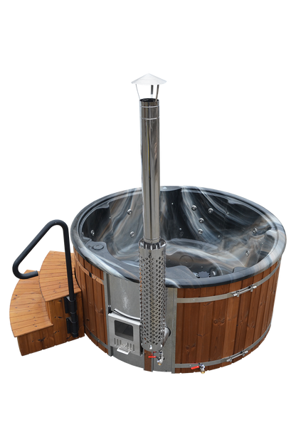 Wellness 5+2 PRIME - Premium Hot Tub Badefass XL Ø 225 mit Hybrid-Heizung & Whirlpool