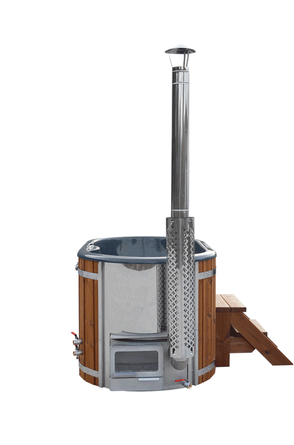 Wellness 2 DELUXE – Ovales Premium Hot Tub & Badefass mit integriertem Holzofen & Whirlpool