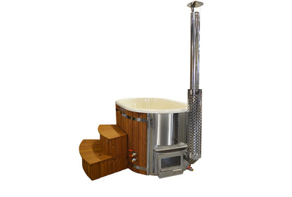 Wellness 2 DELUXE – Ovales Premium Hot Tub & Badefass mit integriertem Holzofen & Whirlpool