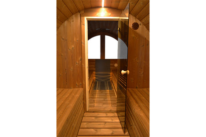 Premium Fasssauna mit Vorraum & Terrasse - TubSauna Deluxe 450