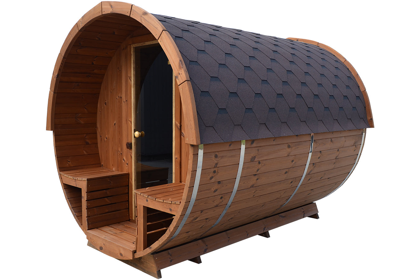 Premium Fasssauna mit Vorraum & Terrasse - TubSauna Deluxe 450