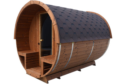 Premium Fasssauna mit Vorraum & Terrasse - TubSauna Deluxe 450