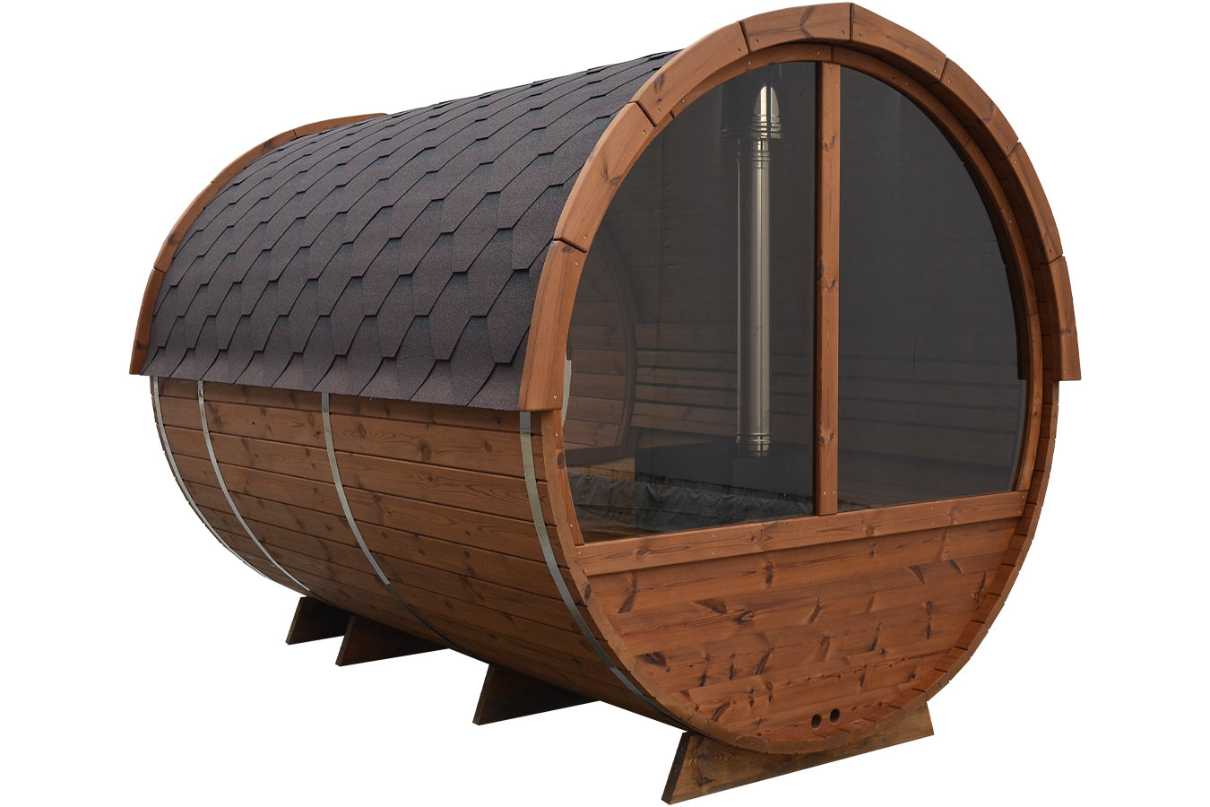 Premium Fasssauna mit Vorraum & Terrasse - TubSauna Deluxe 450