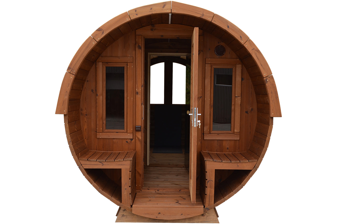Premium Fasssauna mit Vorraum & Terrasse - TubSauna Deluxe 450