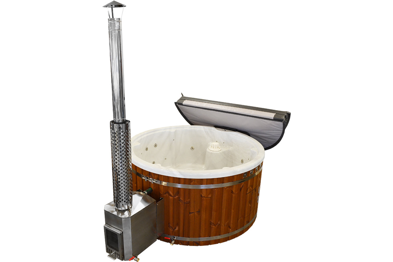 Wellness 6 BASIC – Premium Hot Tub & Badefass Ø 205 cm mit Holzofen konfigurierbar